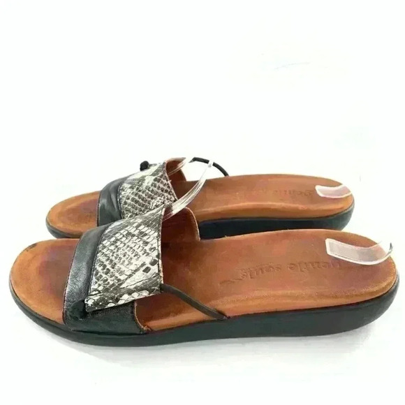 Gentle Souls by Kenneth Cole sandals 8.5 Golum black cream leather snakeskin - Picture 6 of 14